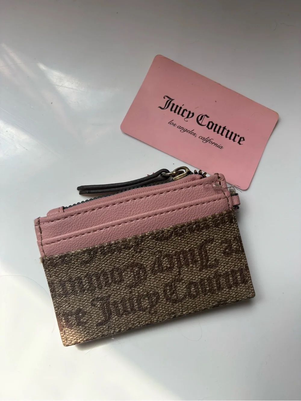 Juicy Couture Pink & Brown Signature Card Case - Picture 2 of 3